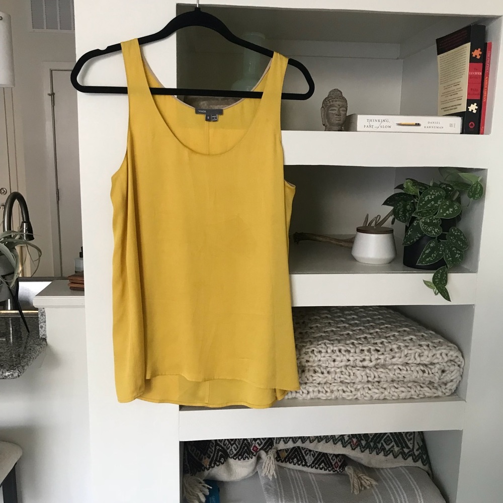 Vince silk yellow tank top